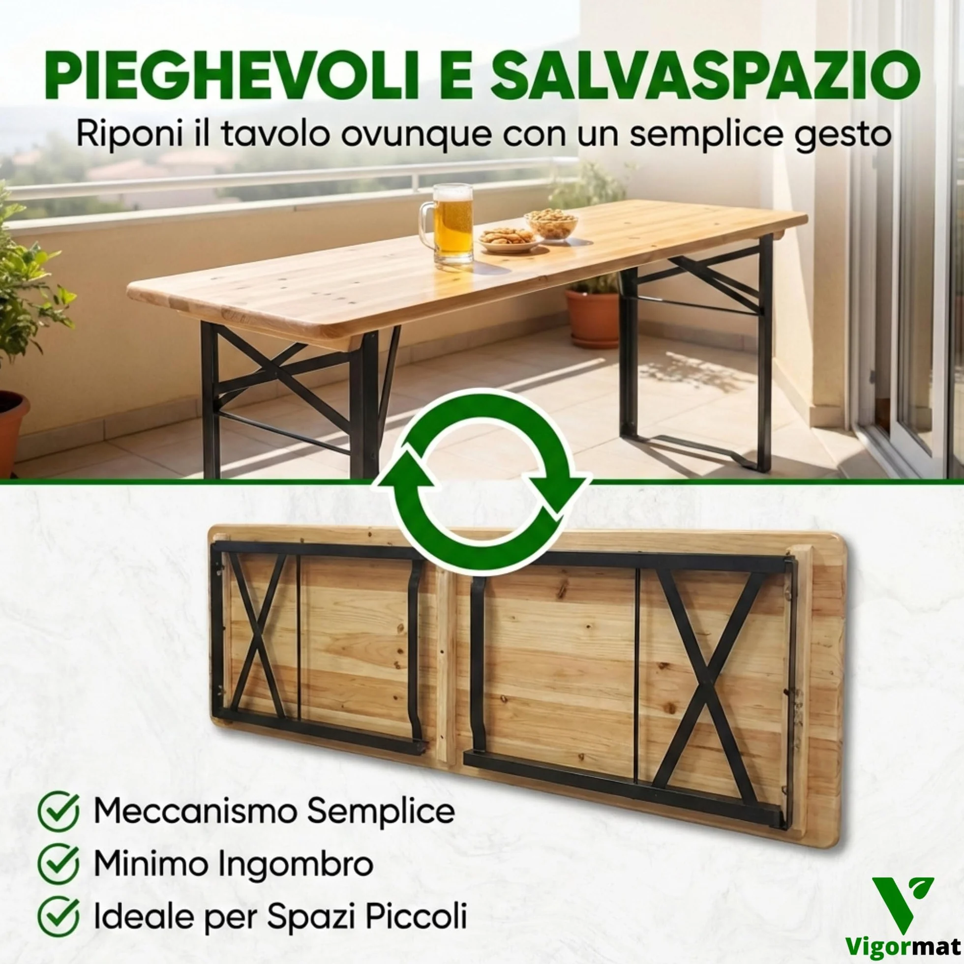 Gambe Pieghevoli per Tavolo in Metallo 73x53 cm, Ferro, Kit Fissaggio Incluso - 2 Gambe + Kit, Nero