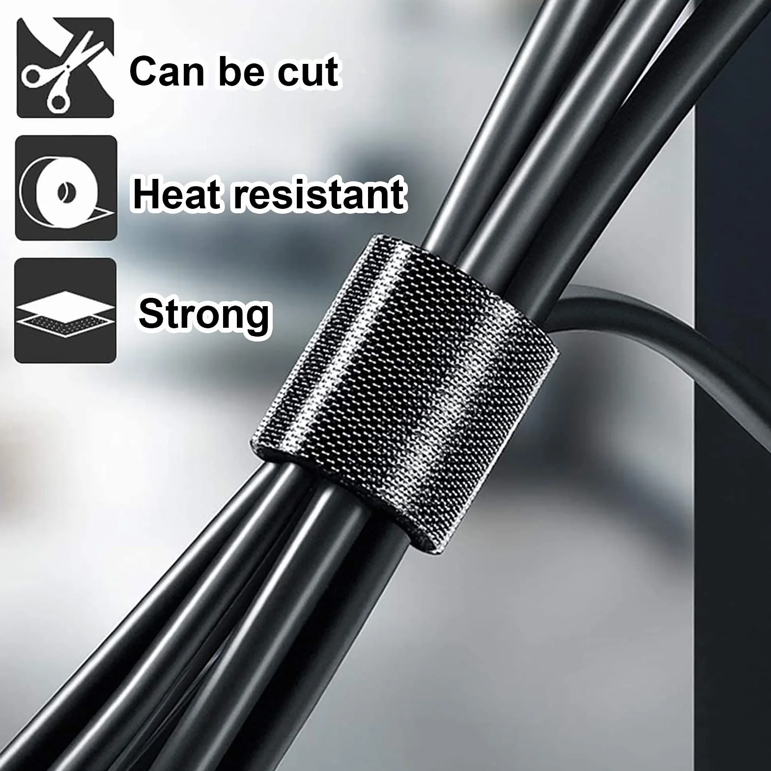 TEUVO 50mm x 5M Fascette Fermacavo Riutilizzabili per Cavi, Cable Management
