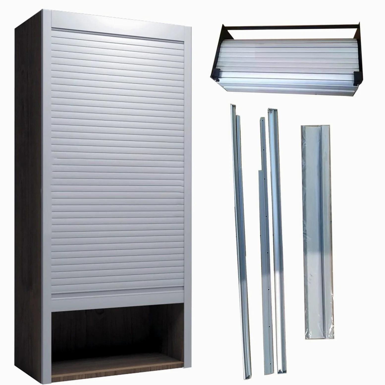 Armadietto da parete in metallo personalizzato, con cancello scorrevole arrotolabile, per camper, ufficio, hotel, organizer per armadi e porte decorative per elettrodomestici (101,6 x 121,9 cm