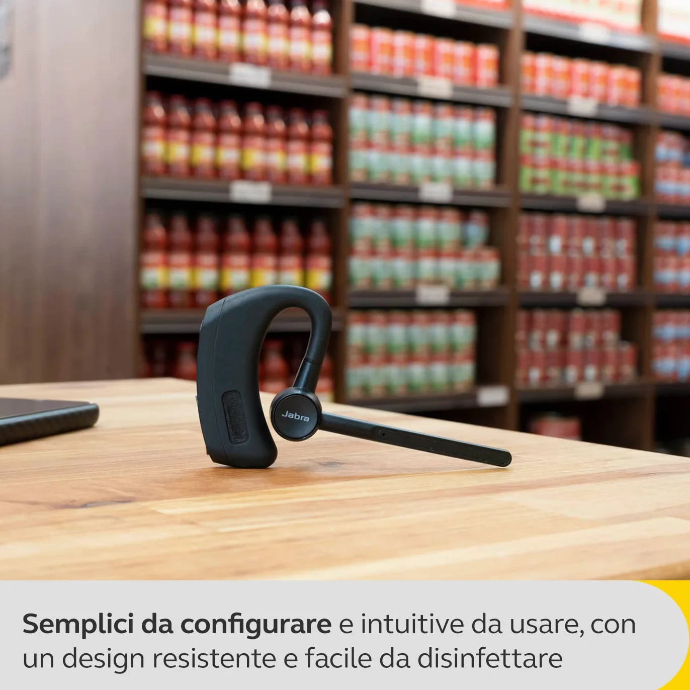 Jabra Perform 45 Mono Auricolare Bluetooth con gancio auricolare, microfono con cancellazione del rumore ultra avanzata, funzionalità Premi per parlare, modalità Face2Face e design sobrio Nero