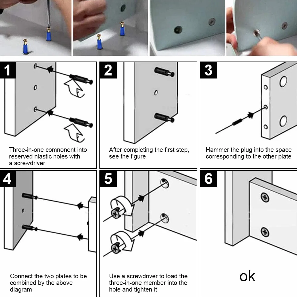 Connettori eccentrici per mobili con camma vite e perno M6 40mm