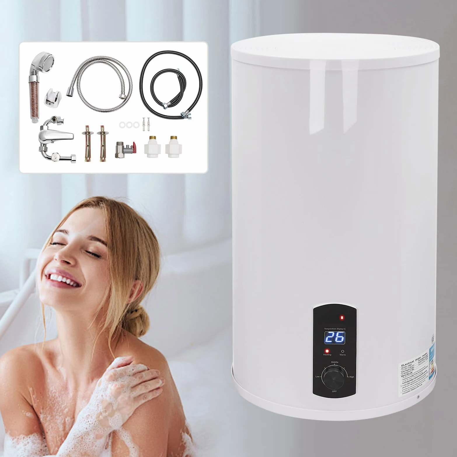 Caldaia elettrica per cellulare Shower Steel Basin Tap per cucina, bagno, 70 l