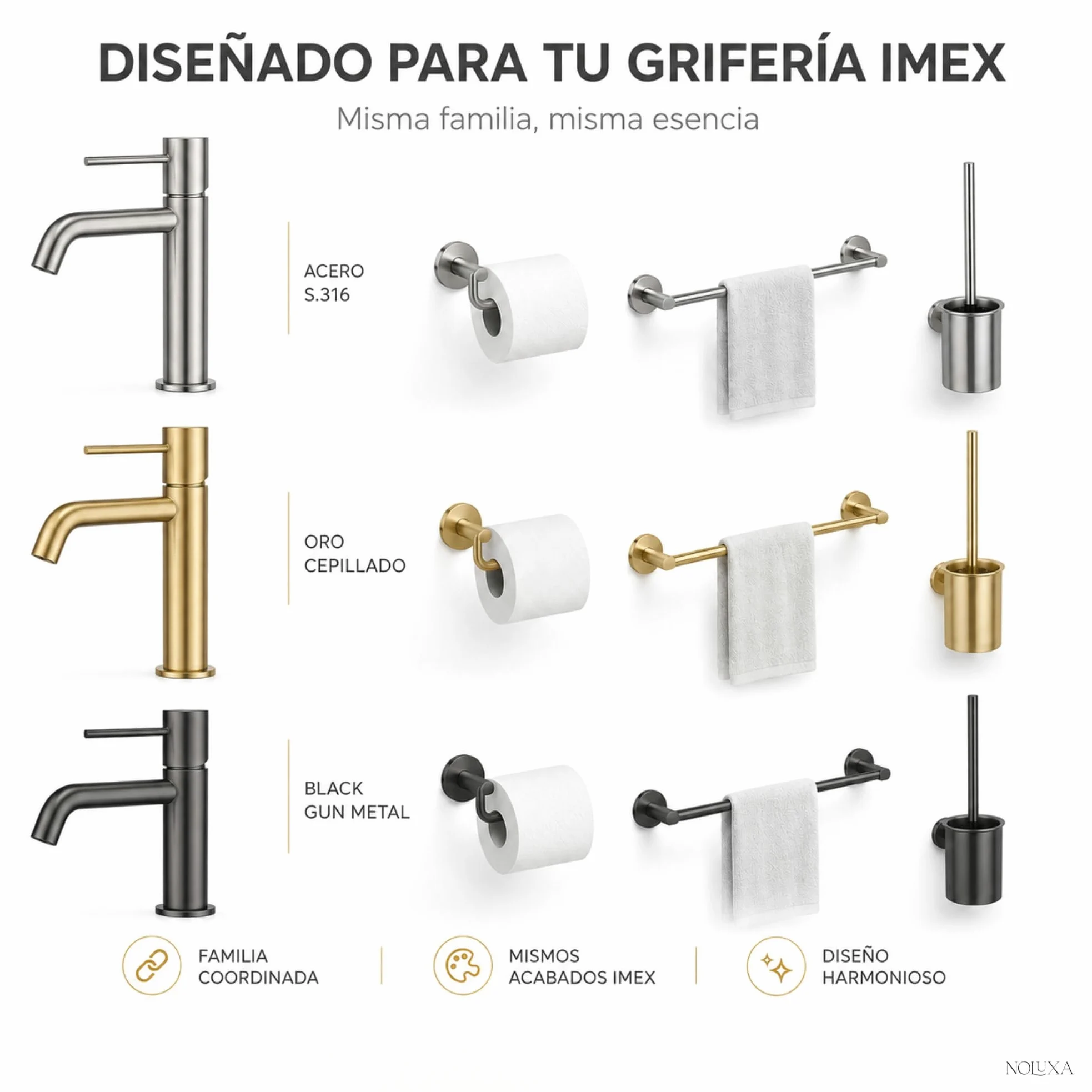 IMEX - Portarotolo Adesivo Carta Igienica Nero | Portarotolo Bagno Senza Forare in Acciaio Inox S.304 | Resistente a Umidità e Corrosione | Doppio Sistema di Fissaggio (Avvitato o Incollato)