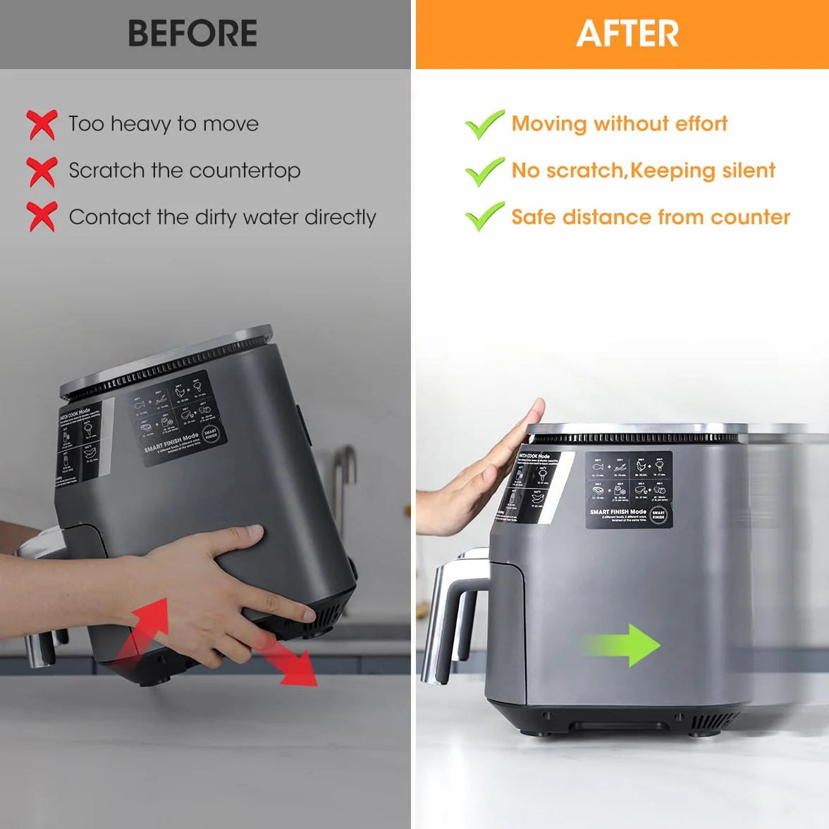 AIEVE Ruote per elettrodomestici da cucina, Rotelle Mobili, confezione da 8 pezzi, mini ruote girevoli 360°