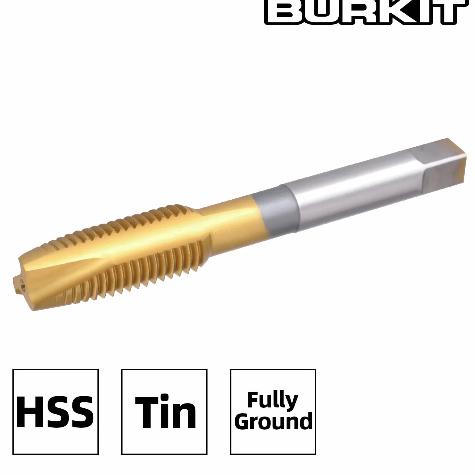 Maschio a punta a spirale HSS rivestito in titanio M10 x 0,75 Burkit