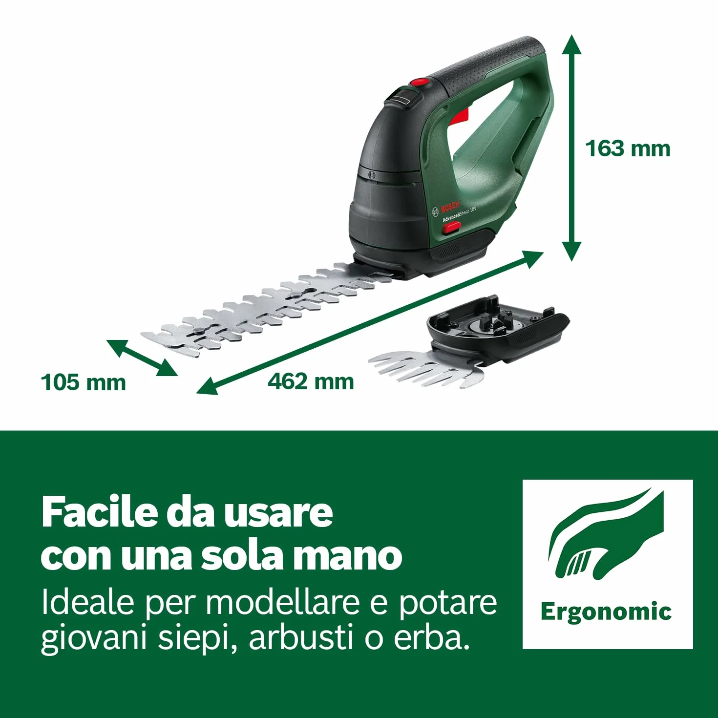Bosch AdvancedShear 18V-10 Cesoia per erba a batteria 18V 85 m² lame rifilasiepi e erba