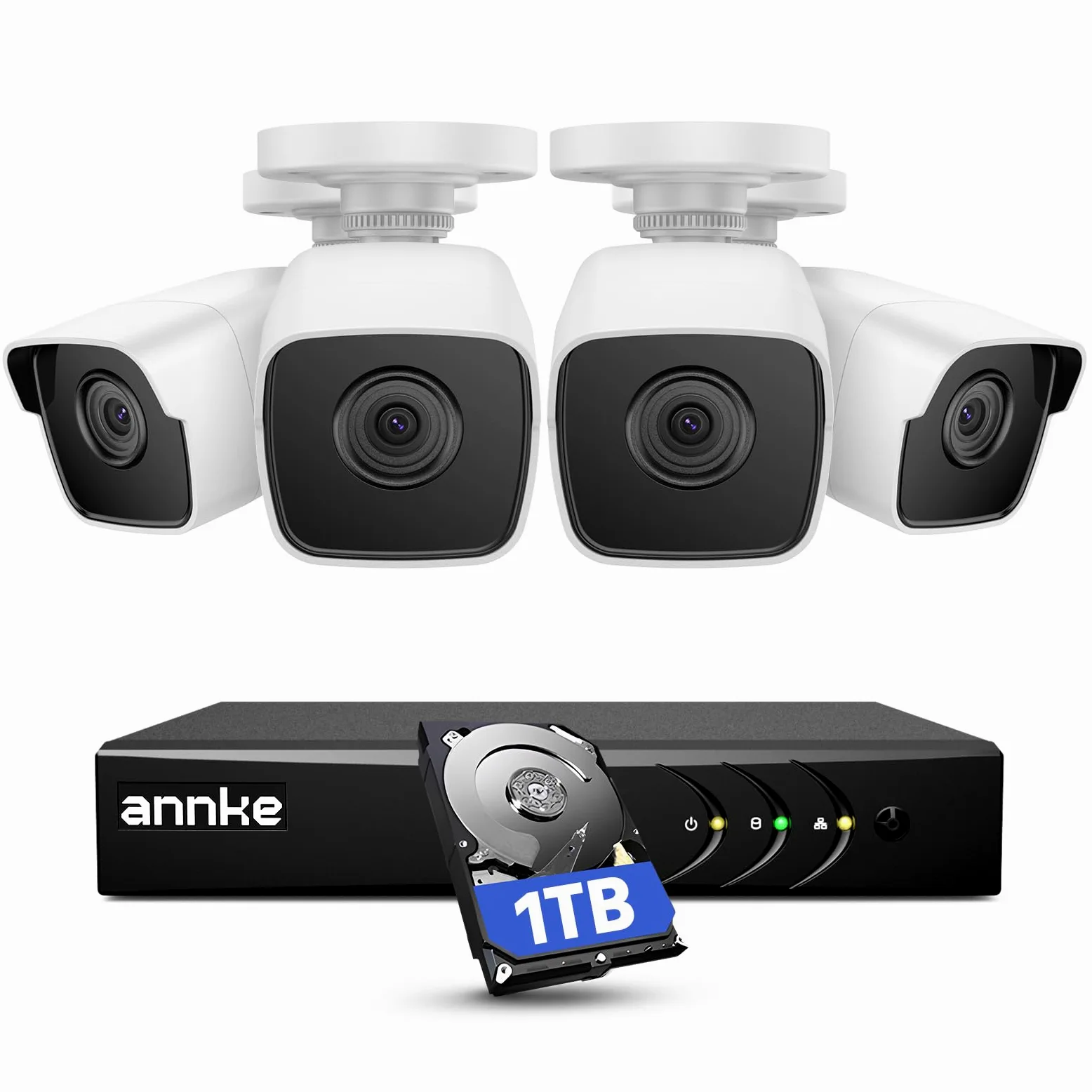 ANNKE 5MP Kit Videosorveglianza Esterno con AI di Persone/Veicoli, 1TB HDD | 4x 5MP Sistema Telecamere Sorveglianza, 3K Lite DVR 8 Canali, Registrazione 24/7, Infrarossa 30m e Rilevamento Movimento,IP67