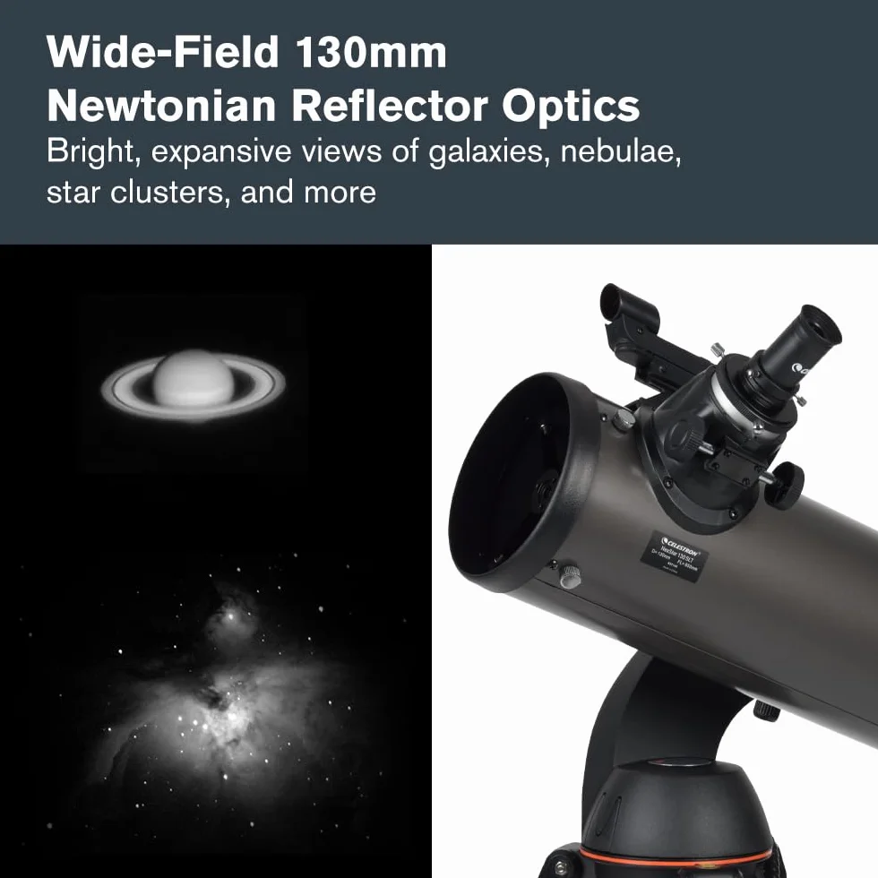 Celestron 31145 NexStar 130SLT Telescopio riflettore newtoniano computerizzato portatile con montatura a forcella a sgancio rapido, software Starry Night Special Edition, grigio