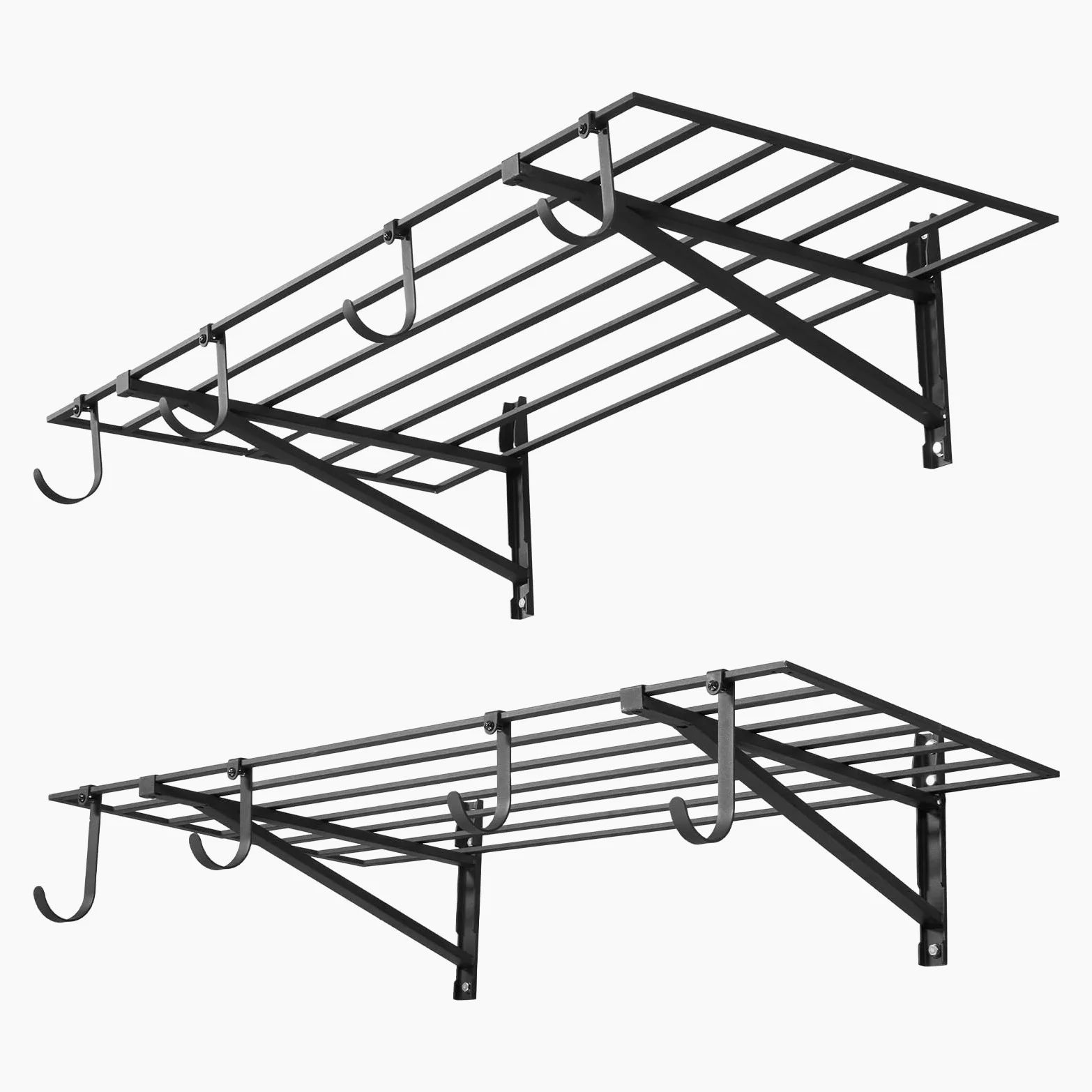 VEVOR Scaffale da Parete per Garage Officina 2 pezzi 122x61,5x30,5 cm, Scaffale Portaoggetti da Muro per Officina Lavanderia con Ganci Carico Singolo 118 kg, Griglia Portaoggetti da Parete, Nero