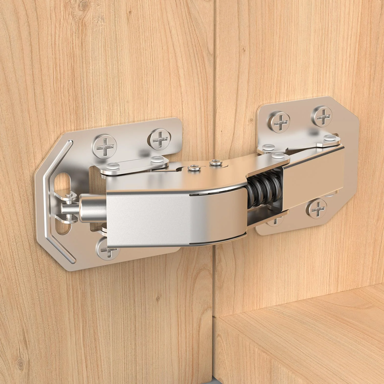 Furniware 4 cerniere Softclose a 90° per ante dell'armadio, cerniere per armadio, senza preforatura, armadio da cucina, armadio, cerniera facile da installare, cerniera per mobili con ammortizzatore