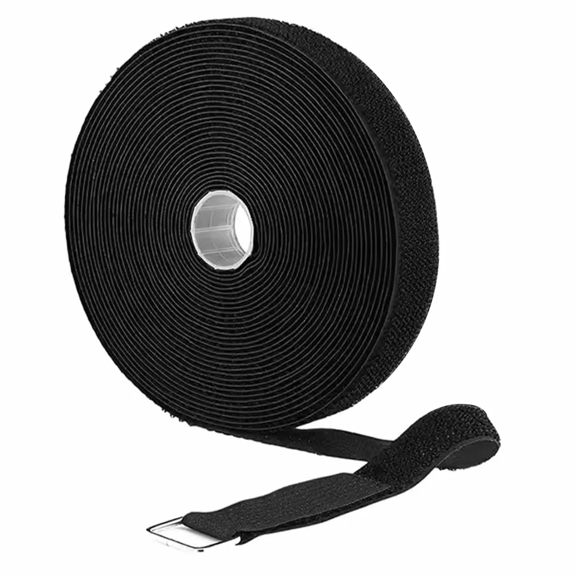 Fettuccia Nylon Resistente 10m con 50 Fibbie Chiusure Strappo Fascette Fermacavi Riutilizzabili Nero
