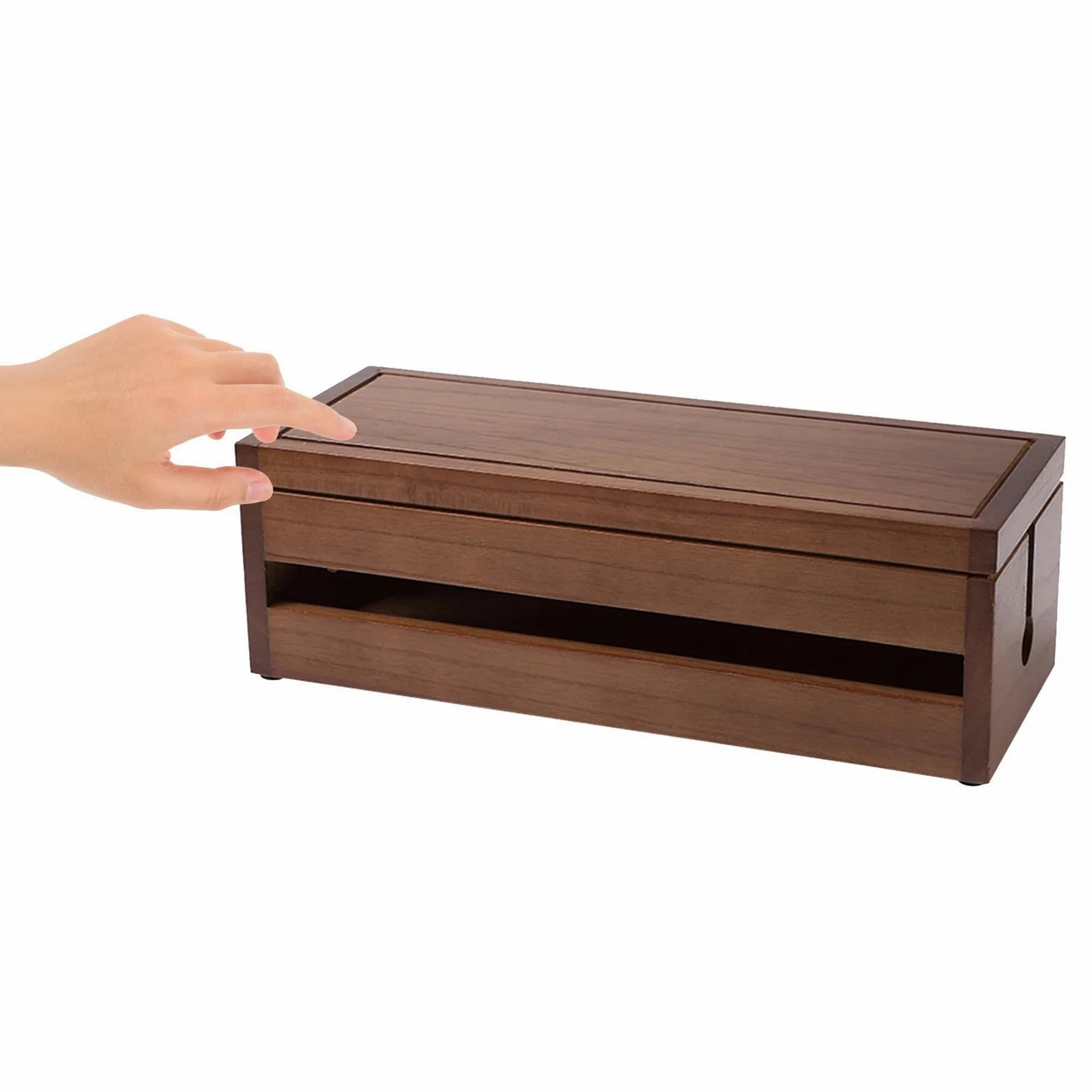 Scatola in Legno di Paulownia Color Caffè per Gestione Cavi Design Multi-funzionale e Dissipazione del Calore per Casa e Ufficio