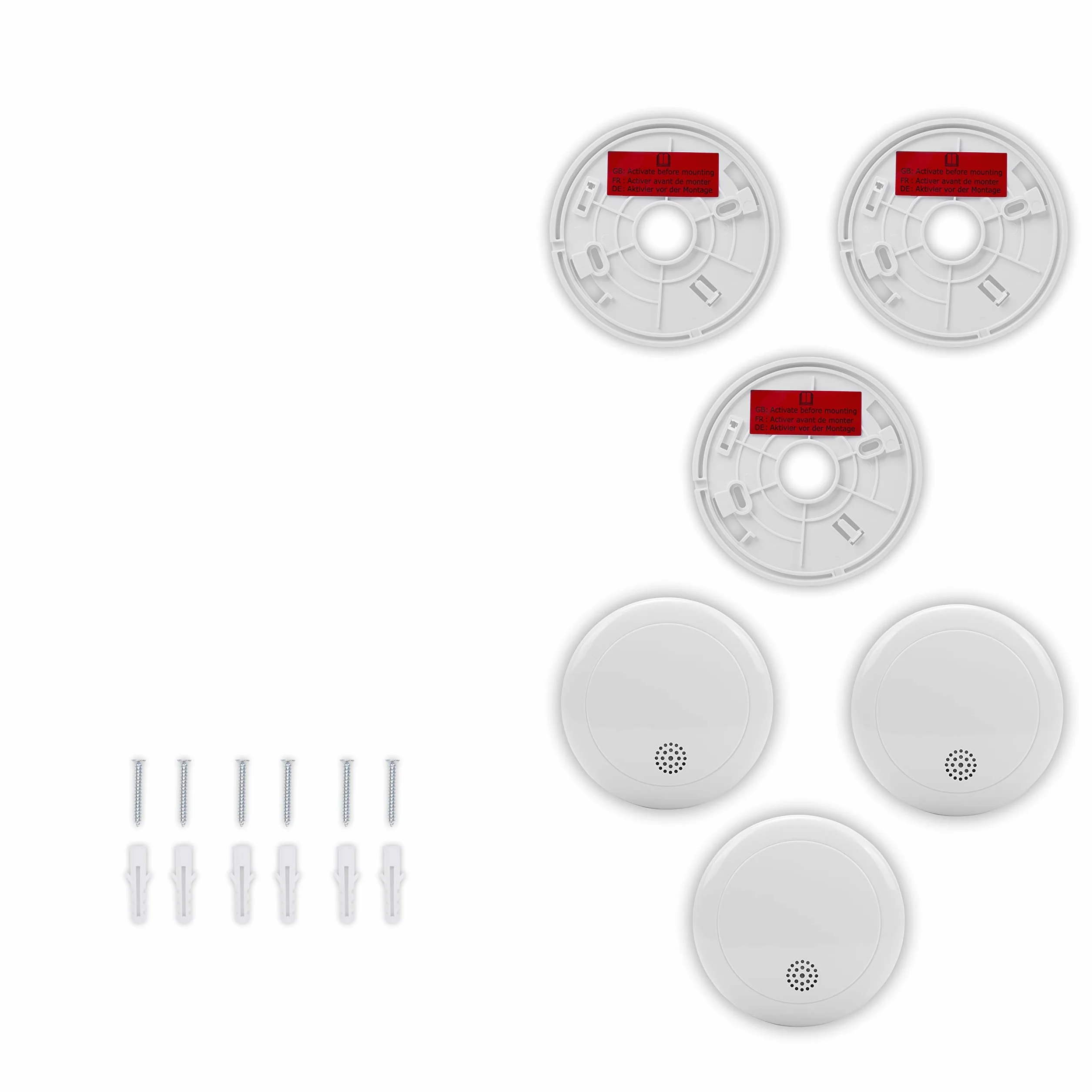 Smartwares 10.024.13 Rilevatore di Fumo con Batteria, Bianco, Set di 3 Pezzi