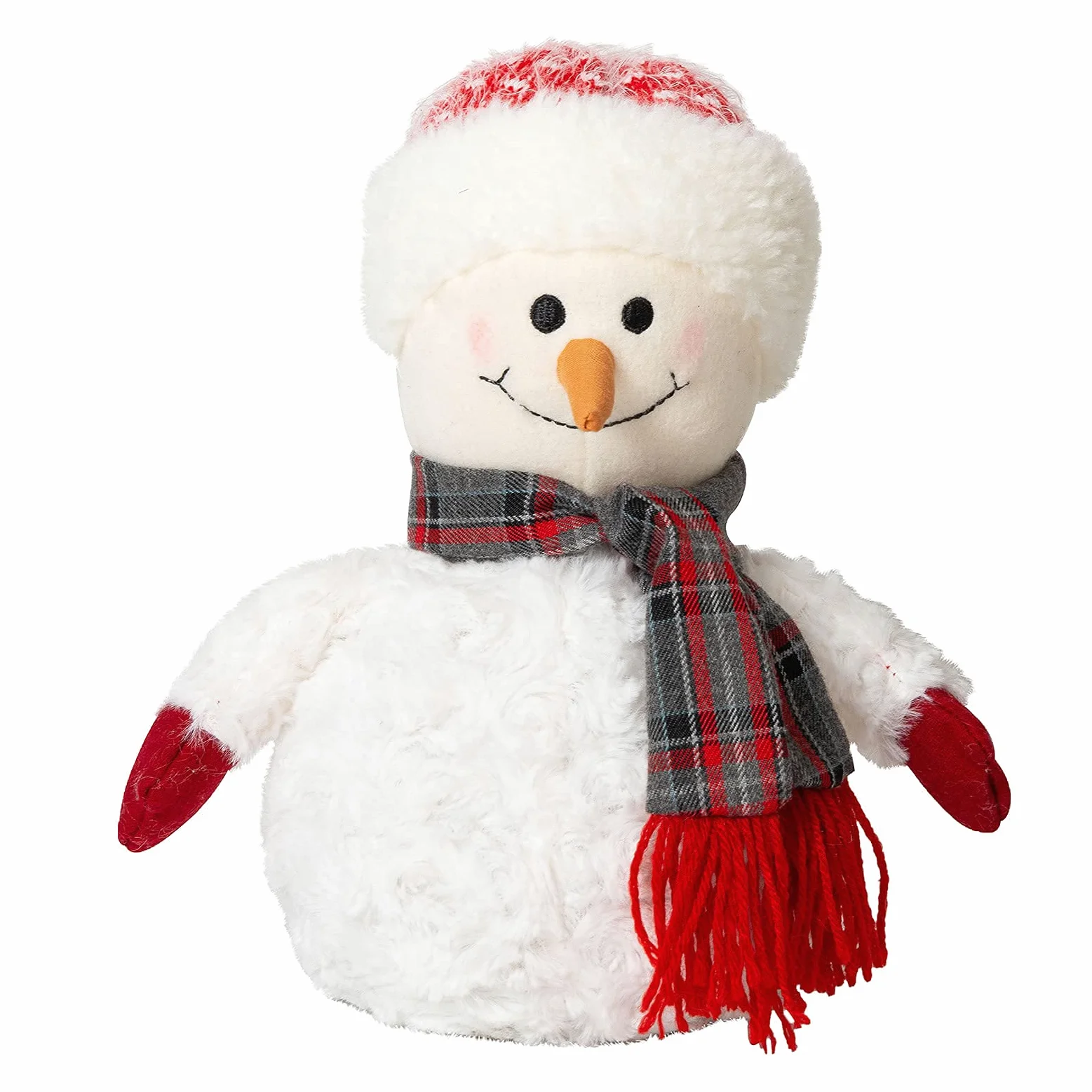 Marwood Simpatico fermaporta decorativo per casa e ufficio, natalizio in tessuto imbottito, fermaporta interno ponderato decorativo per pavimento, pupazzo di neve con cappello rosso