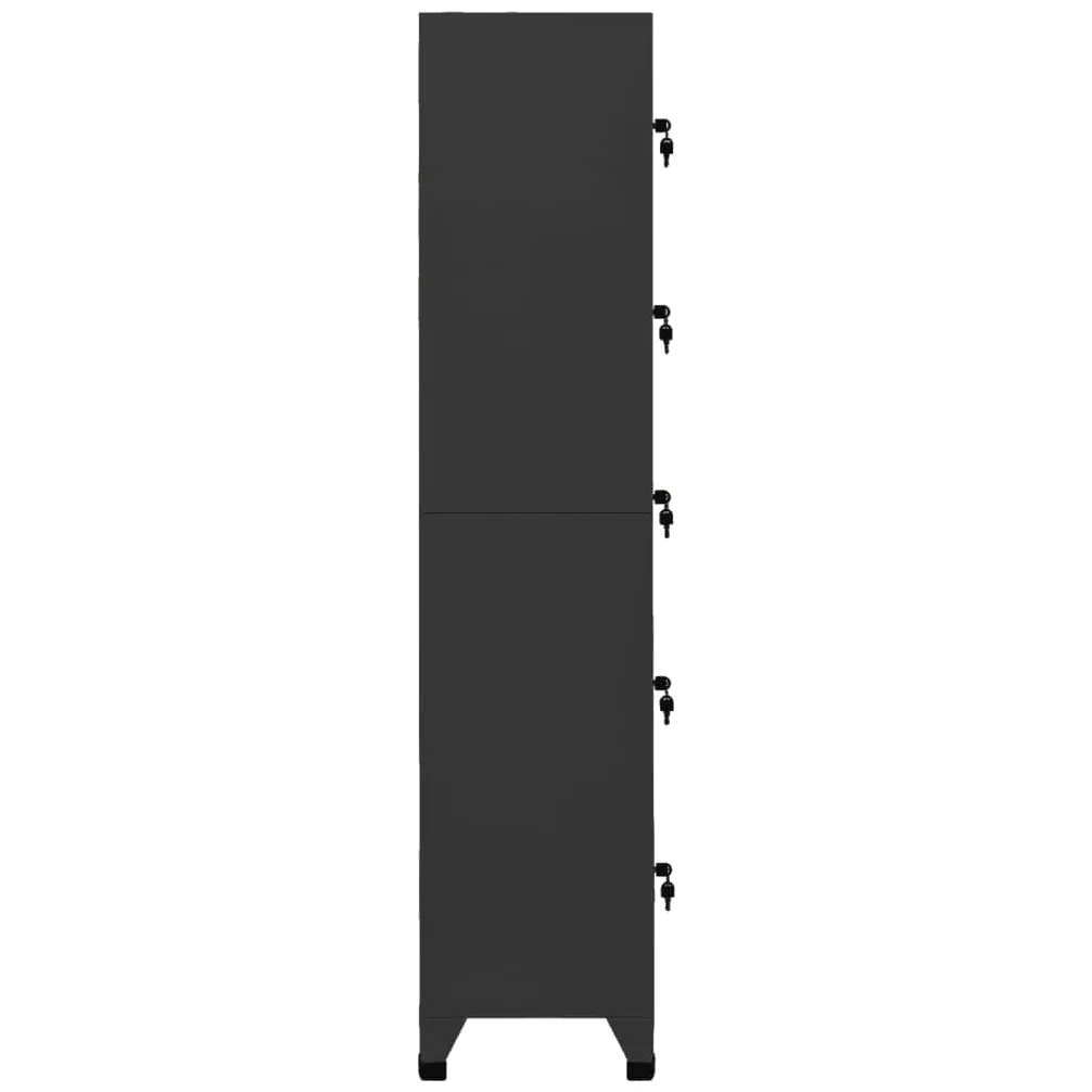 Armadietto in acciaio antracite, 38 x 40 x 180 cm | Armadietto in metallo robusto per ufficio o home office. Con 5 scomparti per organizzare in modo sicuro gli oggetti personali