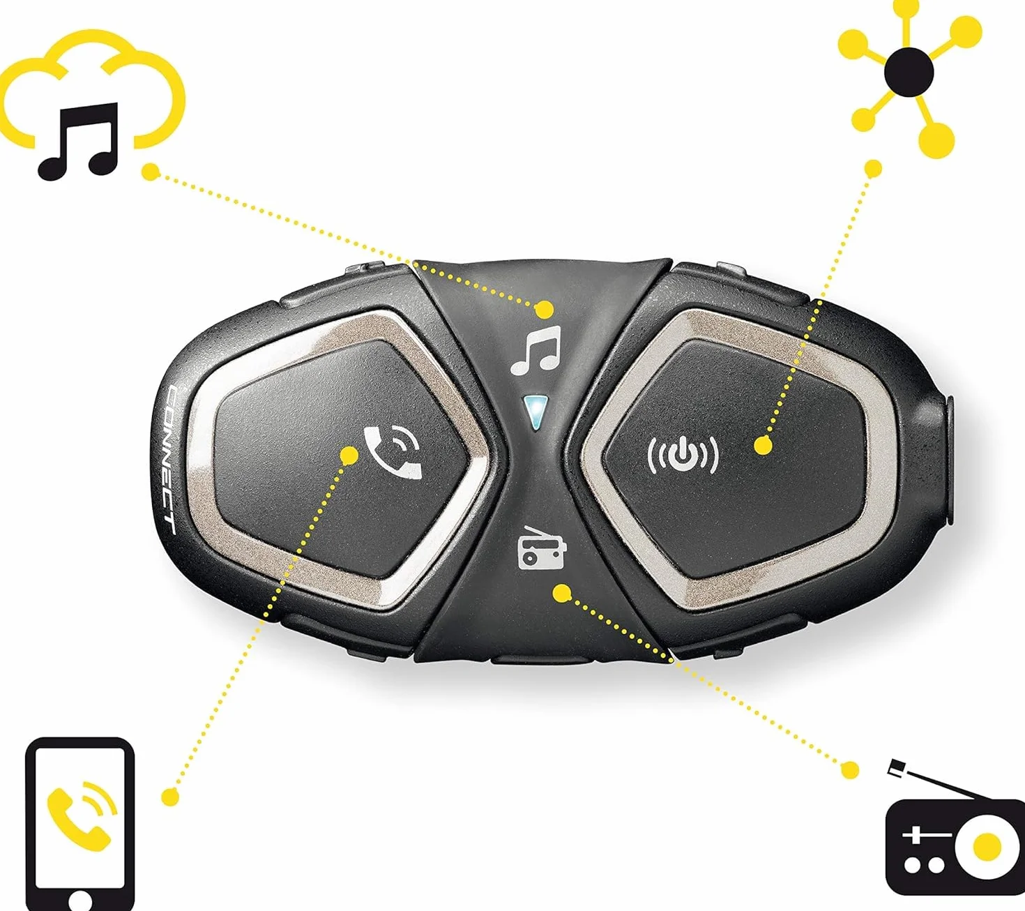 INTERPHONE Connect HD - Interfono per casco da moto, stereo, alta fedeltà, 40 mm, pilota, distanza 300 m, autonomia 12 ore, radio, GPS, TFT, impermeabile IPX67