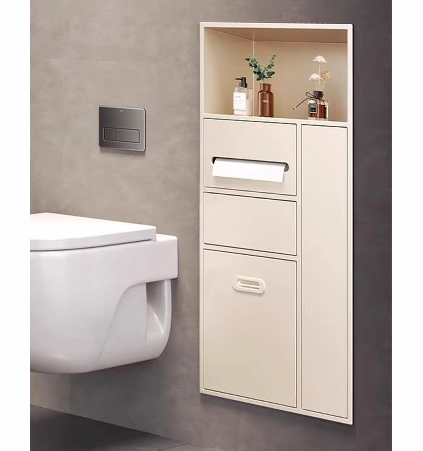 Portarotolo per carta igienica incorporato, cestino per la spazzatura, senza piastrelle, 400 x 670 mm, in acciaio inox 304 per una comoda conservazione