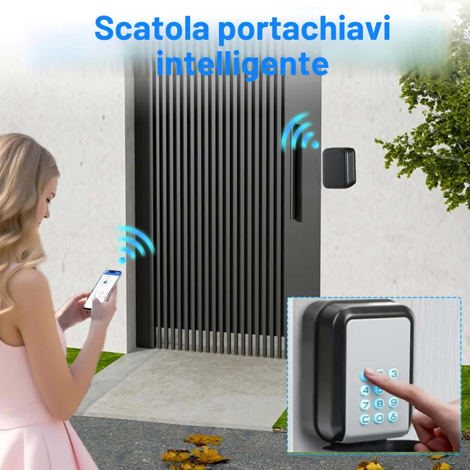 Smart Key Box, Bluetooth Lock Box supporta app TTLock e codice PIN, cassaforte con codice numerico a 12 cifre, adatto per esterni e impermeabili