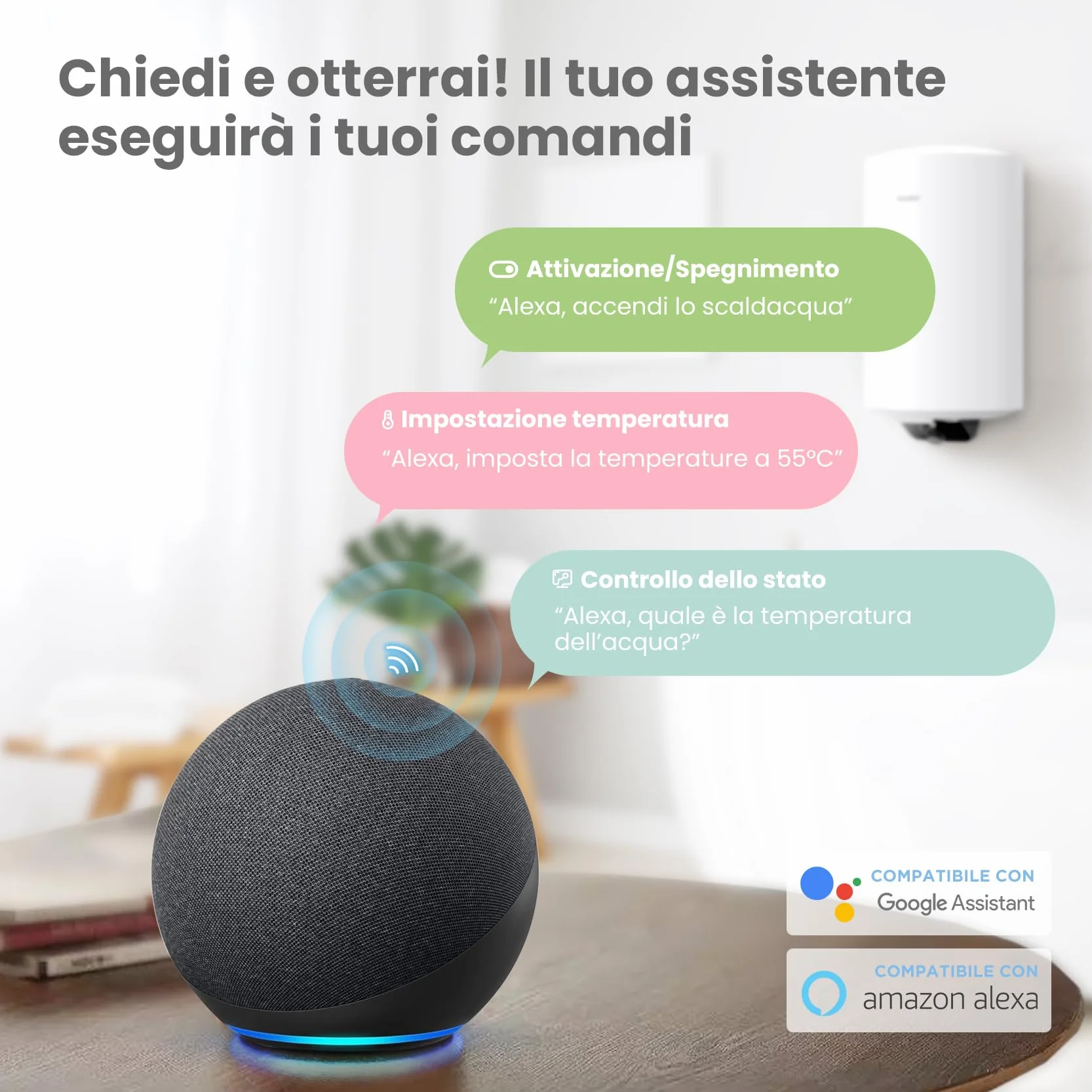 COMFEE' D50-15EFG Scaldabagno Elettrico Murale ad Accumolo 50 L – Sopra lavello ad accumulo — compatto facile da installare
