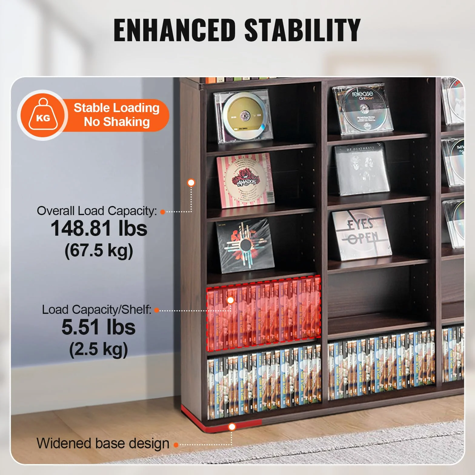VEVOR Armadietto Portaoggetti Multimediale, Ripiano per DVD a 9 Strati, Contenere Fino a 756 CD, Ripiani CD Regolabili 27 Scomparti, Protegge Organizza Collezioni di Musica Film Videogiochi Cimeli