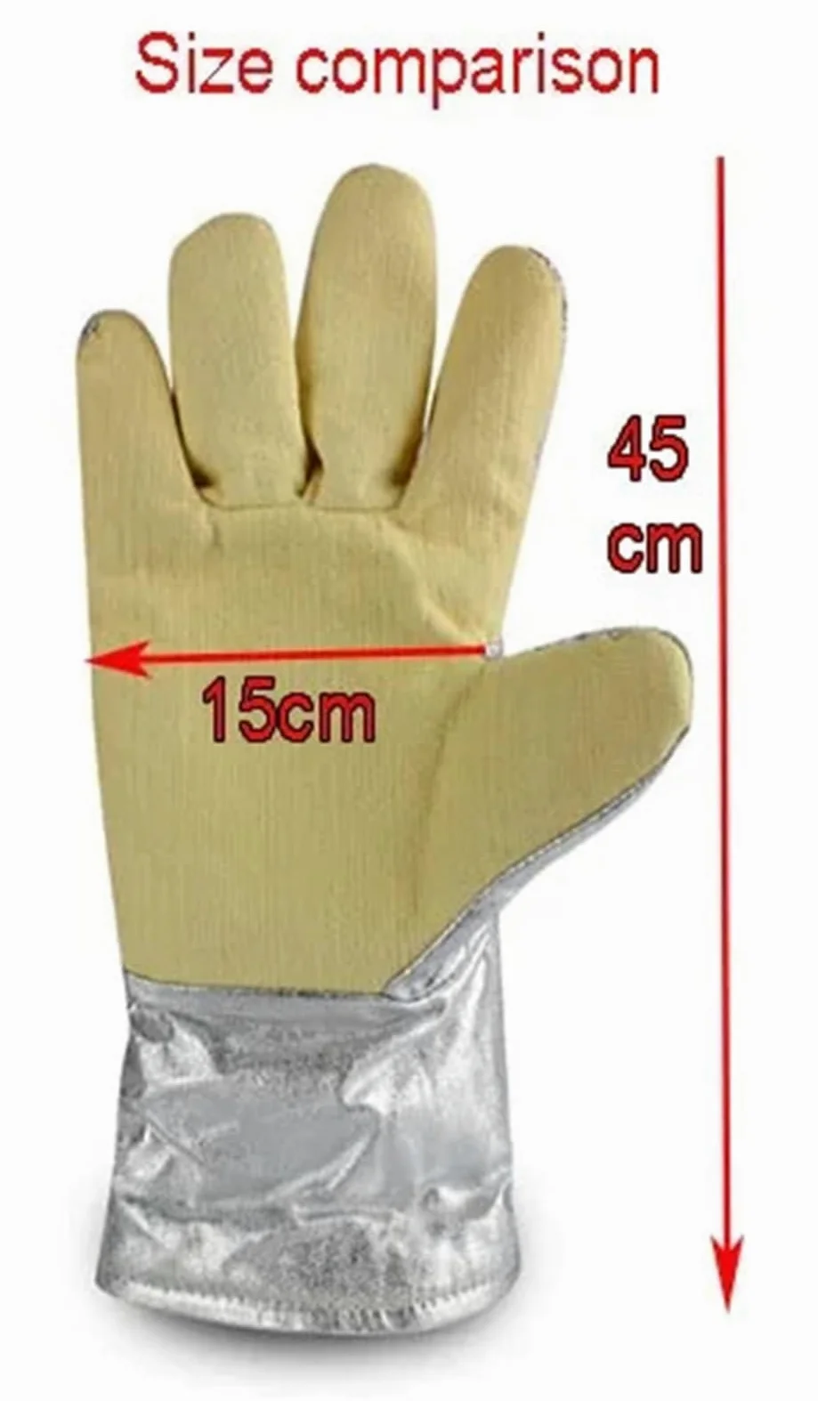 Generico Guanti resistenti alle alte temperature fino a 500 gradi - Guanti protettivi antiscottatura in aramide e alluminio(45cm)