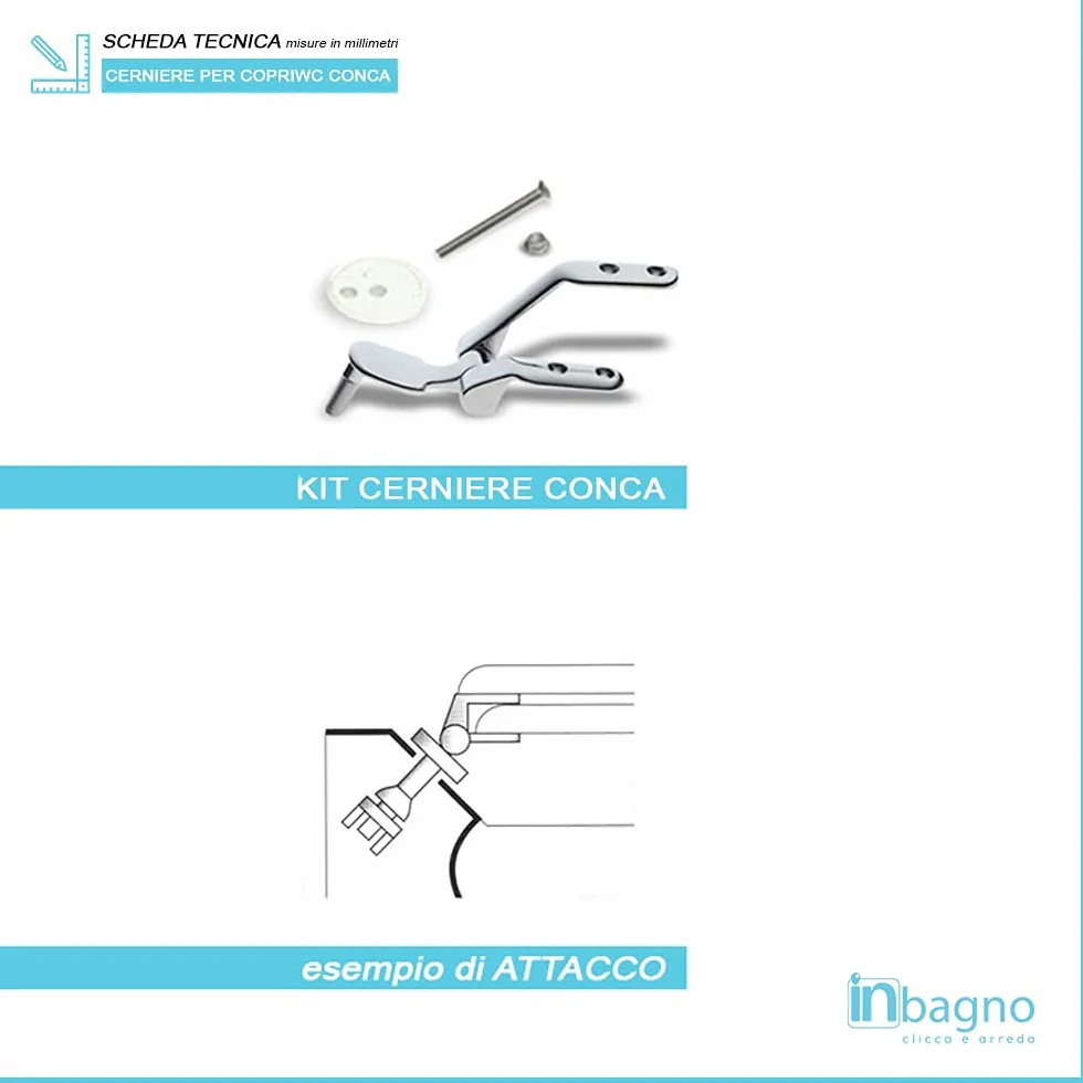 Coppia Di Cercniere Per Copiwc Conca Ideal Standard, cerniere in metallo cromo (Coppia Cerniere Conca)