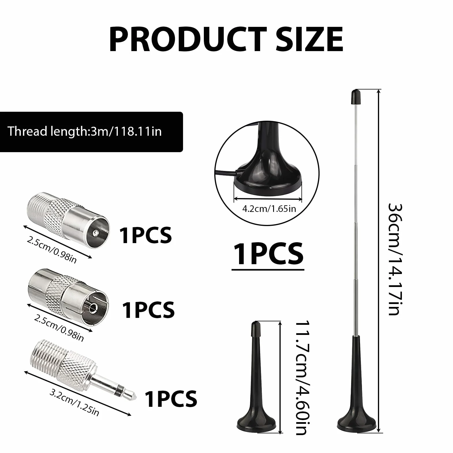 Antenna Radio DAB FM Telescopica Interna con Base Magnetica, Antenna FM radio da Interni 75 Ohm, Compatibile con Sintonizzatori Stereo, Ricevitori AV, Amplificatori, Sistemi Home Cinema e HiFi