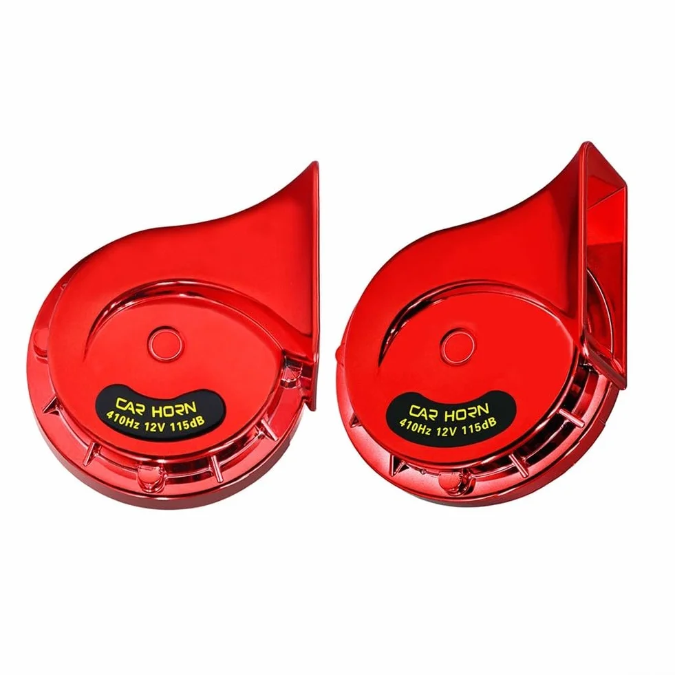 Clamini da 27,9 cm, tono alto e basso, impermeabili, 2 pezzi, kit di trombe doppie per veicoli 12 V, kit di altoparlanti per auto e moto (rosso)