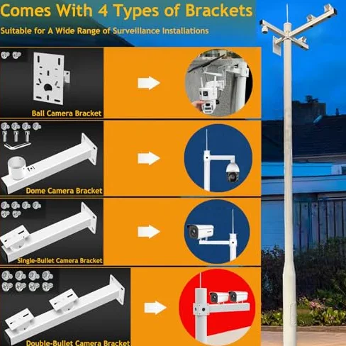 Supporto esterno di Palo della telecamera di sorveglianza con la scatola di giunzione, accesso del cavo per le colonne solari dell'iluminazione pubblica, sistemi di sicurezza