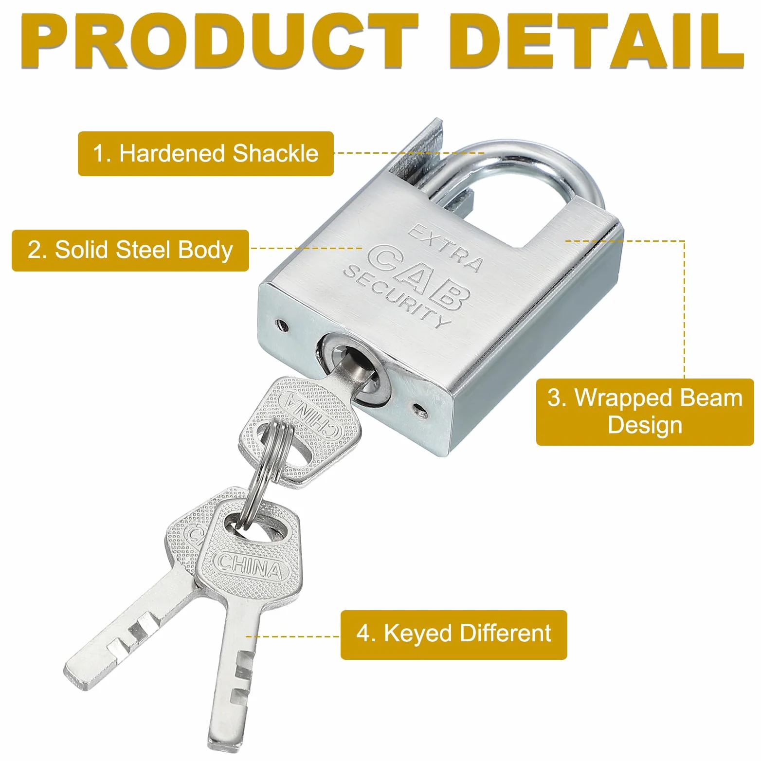 PATIKIL Lucchetti In Acciaio Inossidabile 68mm (2-11/16"), 2 Pezzi Lucchetti Ad Alta Sicurezza Con Chiavi Diverse Lucchetto Scudato Con Archetto Rinforzato E Chiavi, Argento