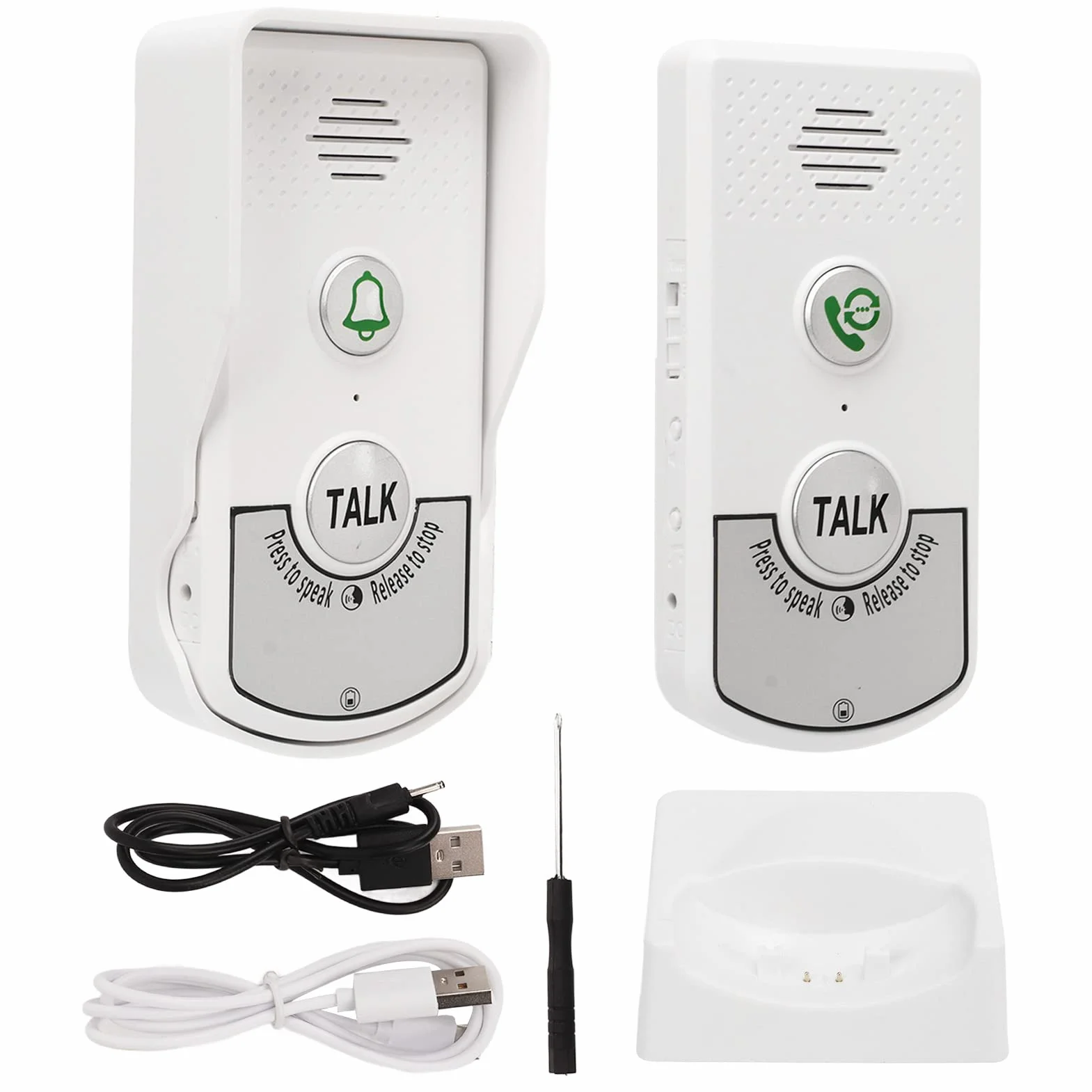 Campanelli Citofonici Senza Fili Distanza 1000m Chip Eccellente Campanelli Citofonici Vocali Bianchi Campanello Portatile Intelligente per Case Hotel Ville Fabbriche