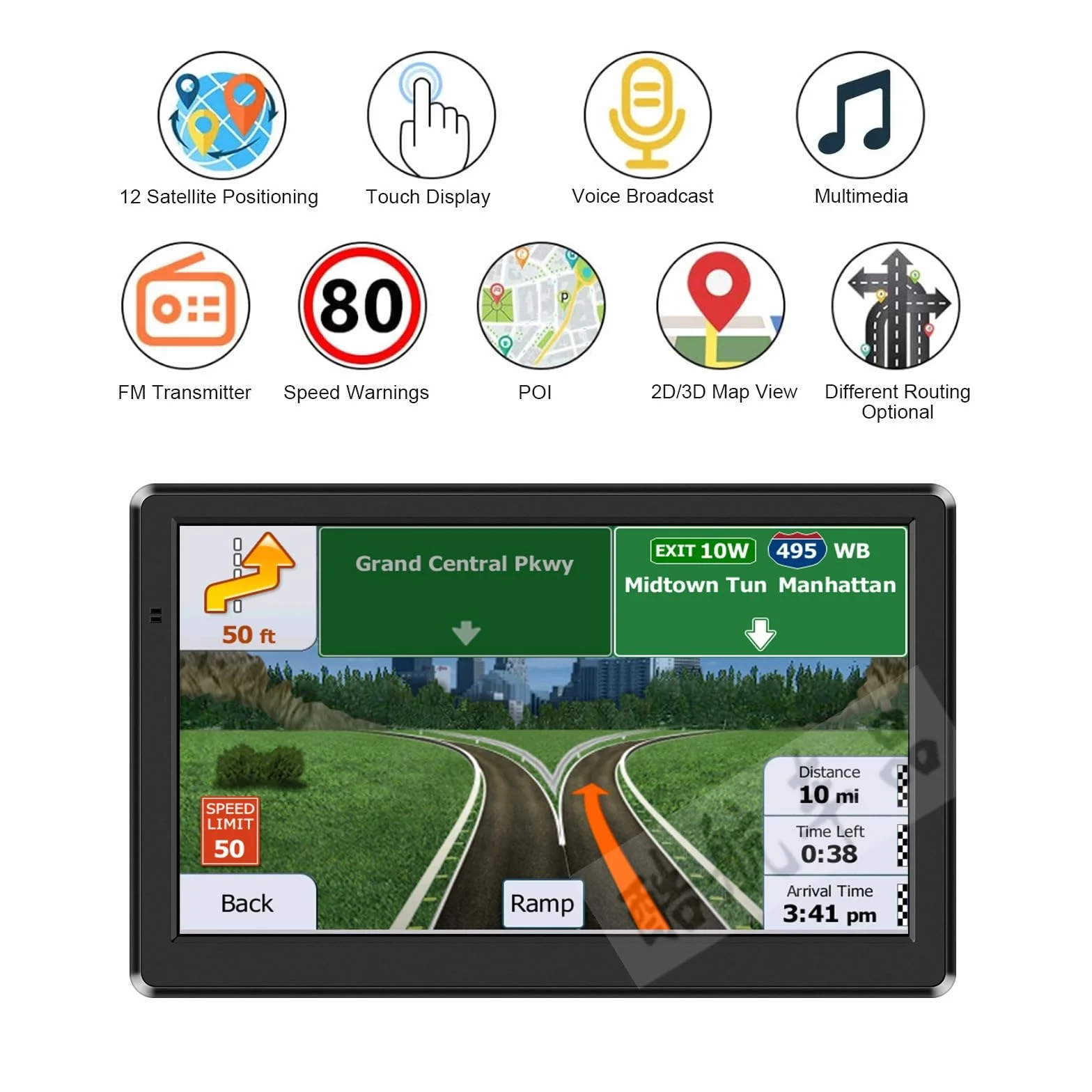 Navigatore GPS da 5 pollici per auto e camion 2026 - Navigatore touchscreen con mappe del Regno Unito e Europa, aggiornamenti mappe gratuiti a vita, trasmissione vocale, avviso autovelox, unità GPS