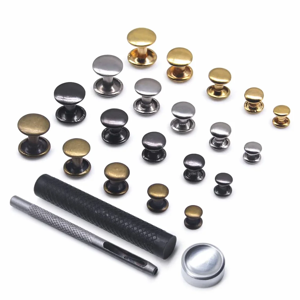 400pcs Rivetti in Pelle a Doppia Testa in Metallo 5x7mm per Riparazioni Scarpe Cinture Fai da Te