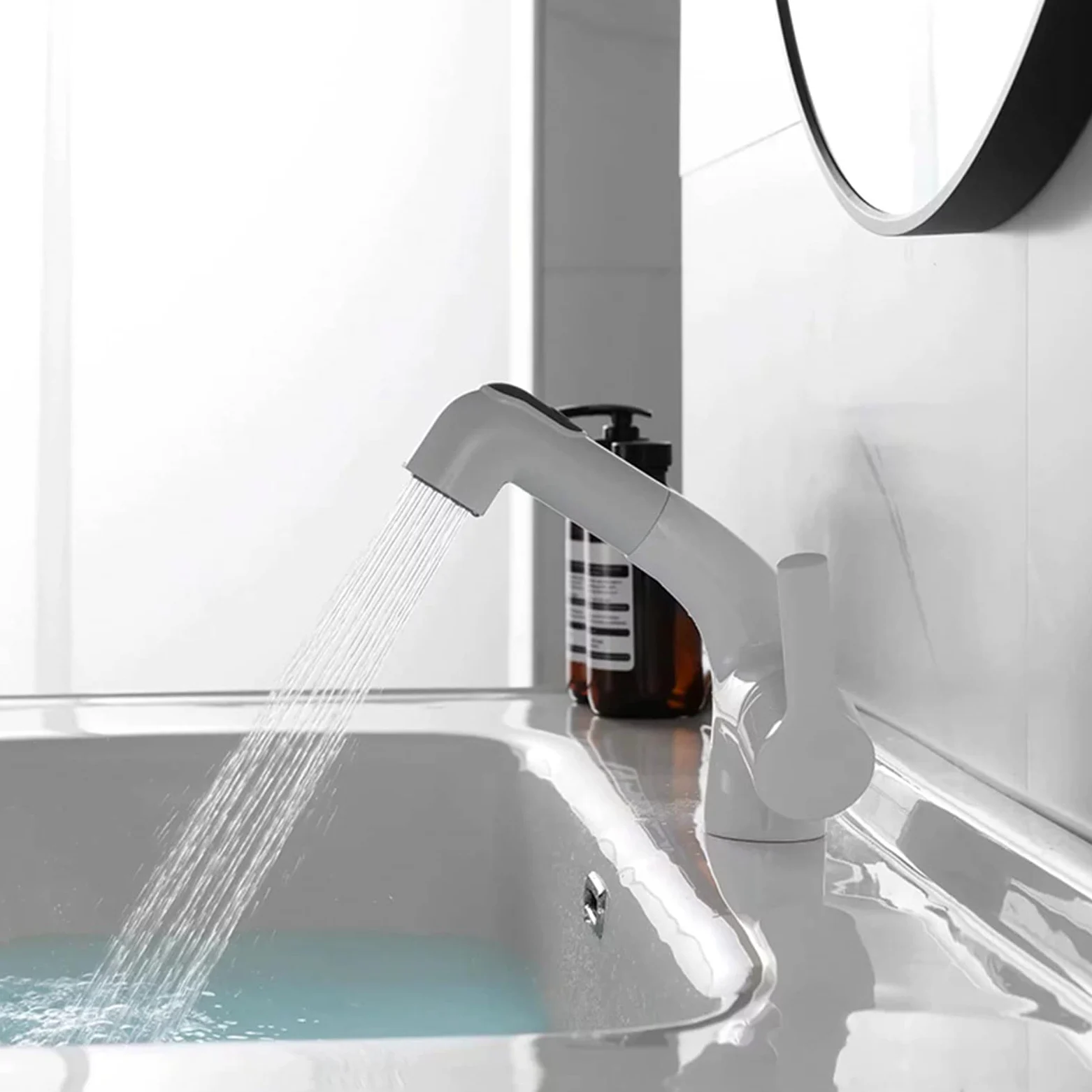 Generico Rubinetto da Bagno Rubinetto per Lavabo da Bagno Rubinetto da Cucina con Doccetta Estraibile Miscelatore per Lavabo Maniglia Singola 2 Getti Acqua Calda E Fredda Oro Rosa