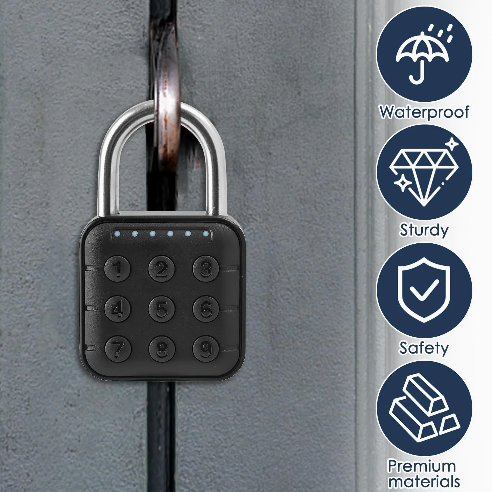 Lucchetto a combinazione intelligente per armadietto, lucchetto digitale con password a 6 cifre, in lega di alluminio, lucchetto combinato per palestra, lucchetto di sicurezza a pulsante, impermeabile