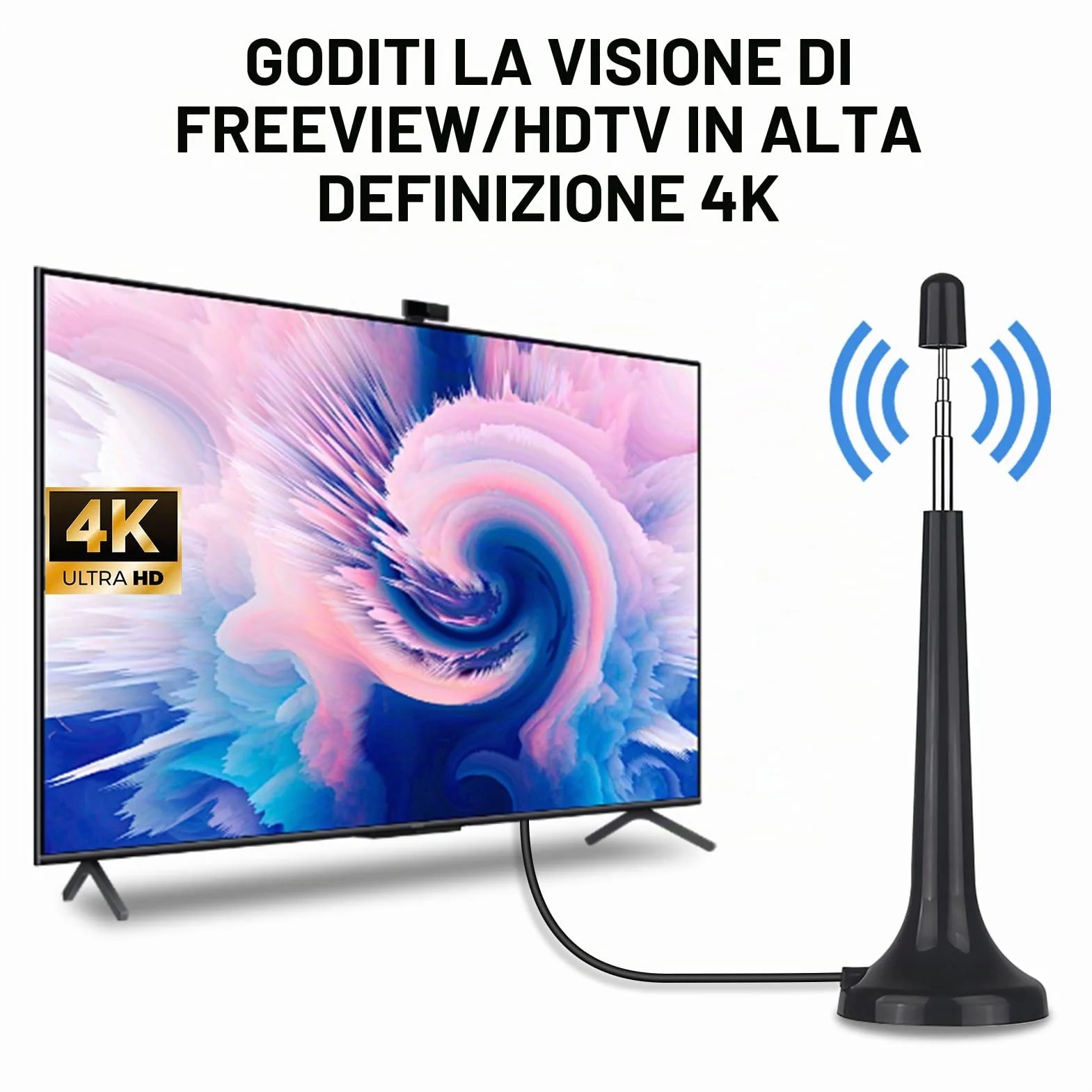 Antenna Radio DAB FM Telescopica Interna con Base Magnetica, Antenna FM radio da Interni 75 Ohm, Compatibile con Sintonizzatori Stereo, Ricevitori AV, Amplificatori, Sistemi Home Cinema e HiFi