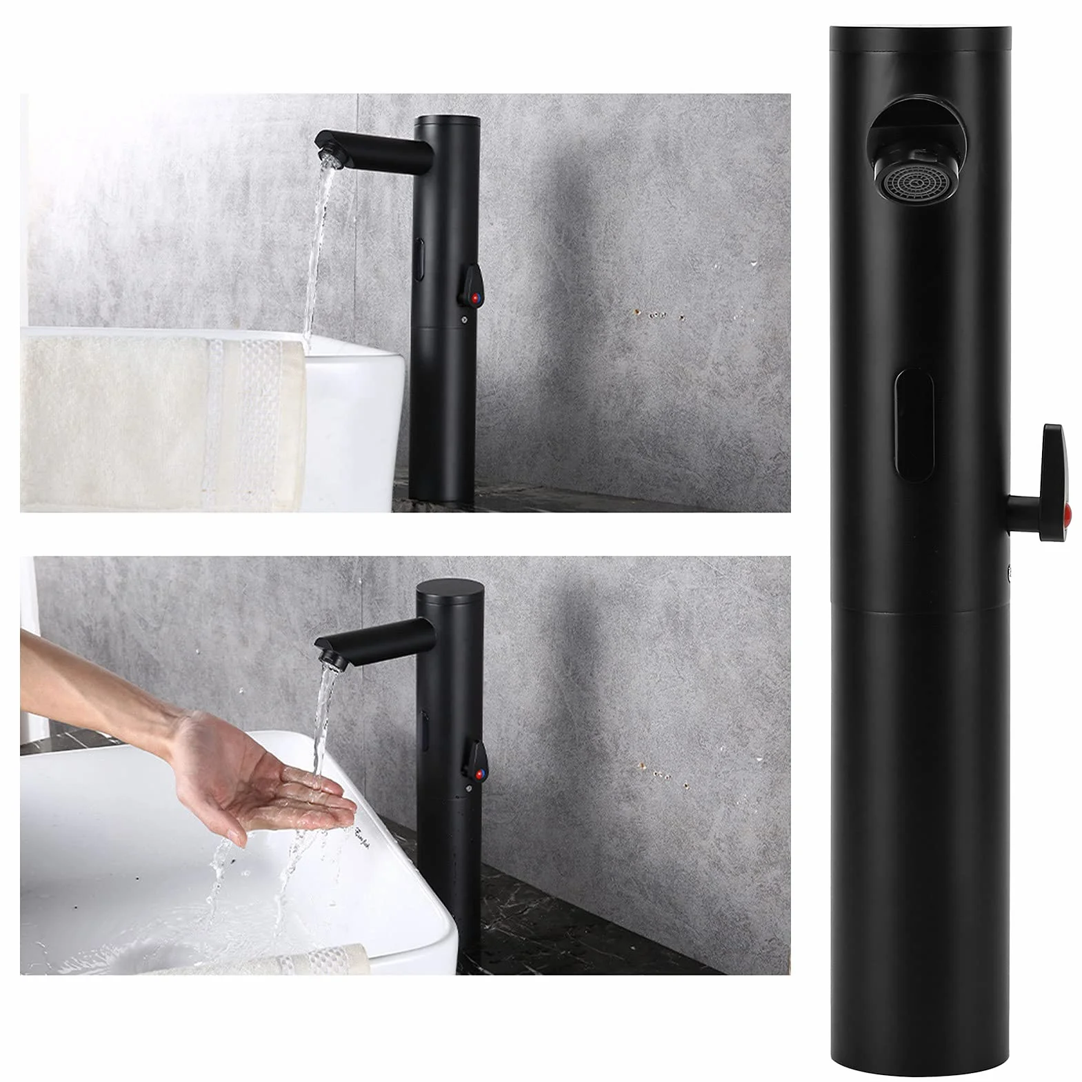 Rubinetto automatico con sensore a infrarossi in ottone touchless caldo e freddo nero per cucina bagno