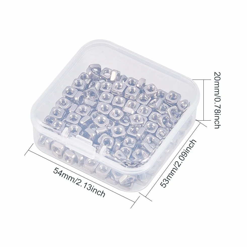 INCREWAY 200 dadi quadrati M3 3 mm acciaio inox dadi filettati per macchine fissaggio