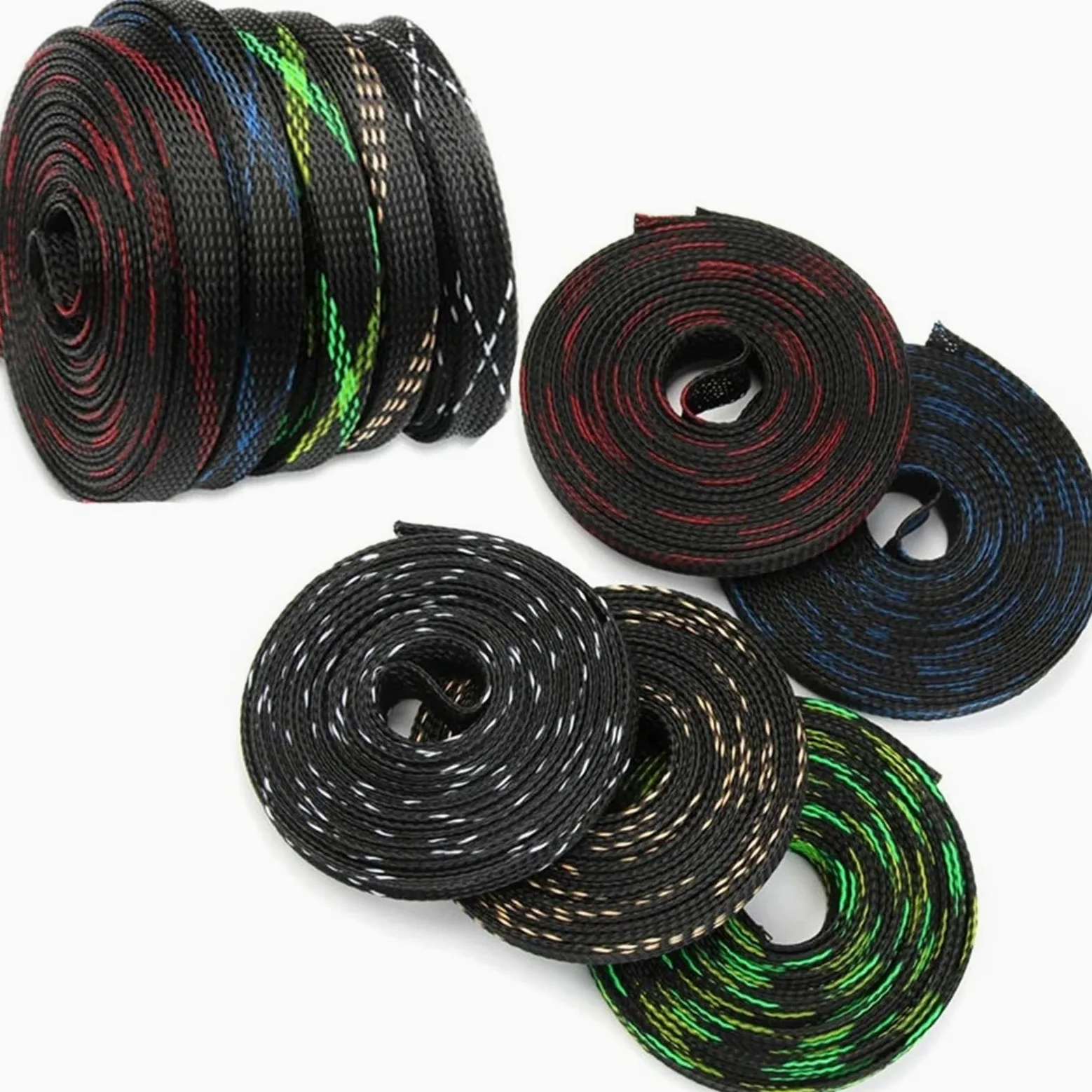 Guaina for cavi intrecciata espandibile da 20/50/100 m, guaina isolante protettiva for, for 4/6/8/10/12/15/20 mm per ufficio e casa TV/computer/audio(Black Green,15mm,50M)