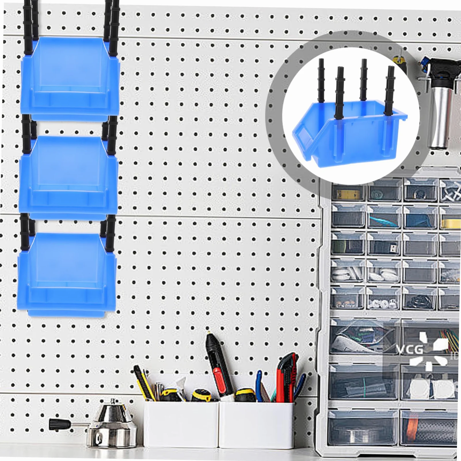 8pezzi Scatole Di Stoccaggio Per Viti e Bulloni Contenitori Organizer Per Fai Da Te e Utensili Bins Impilabili Per Garage e Casa Design Inclinato Per Accesso Facile