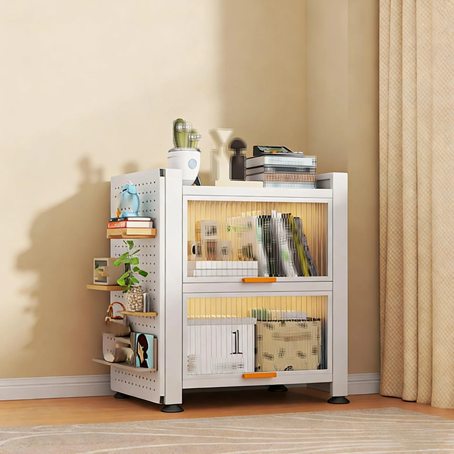 Mobile Cucina Salvaspazio Mobile Dispensa Materiale in Acciaio Laminato a Freddo Pannello Forato Capacità di Carico 40 Kg Per Singolo Strato Adatto a Cucine, Soggiorni e Ingressi(35 * 42 * 80cm)