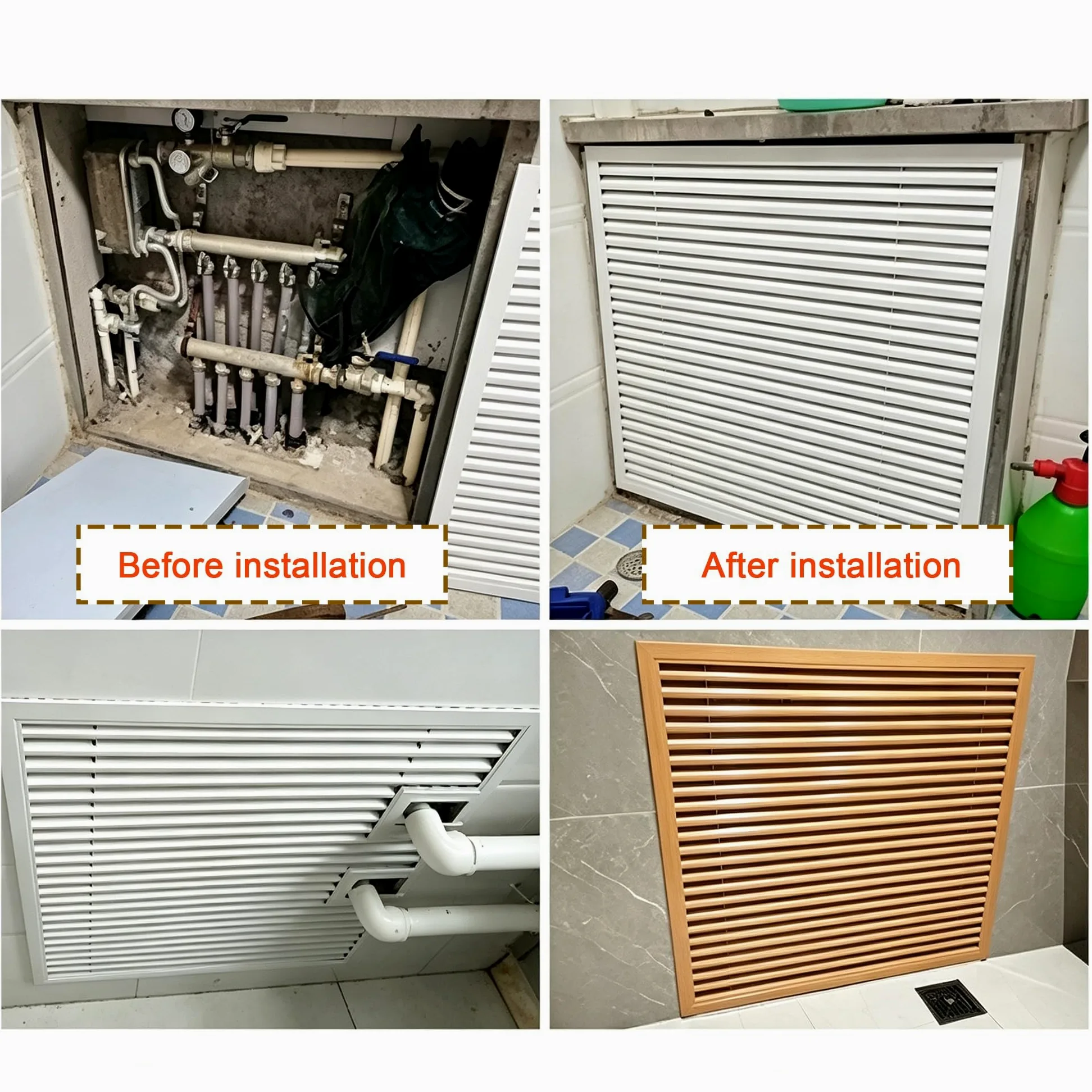 Griglia Di Ventilazione In Alluminio Con Clip A Molla | Griglia Di Ventilazione Lineare Senza Viti Per Mobili E Pareti, Per Ventilazione A Parete E A Soffitto(300x300mm)
