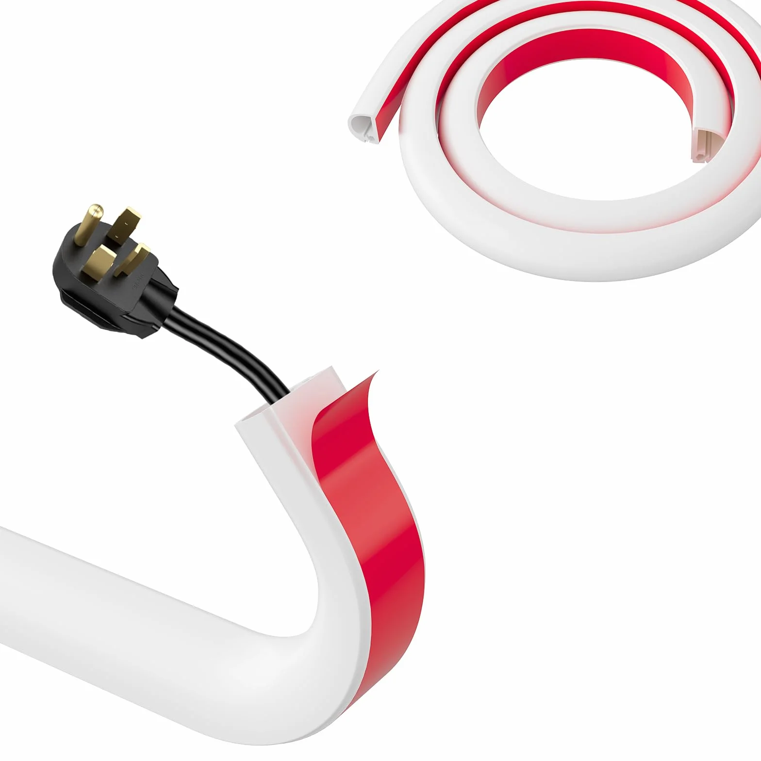 Canalina Passacavi Adesiva Bianca 1M PVC Flessibile Protezione Cavi Parete Esterni Resistente Alle Intemperie