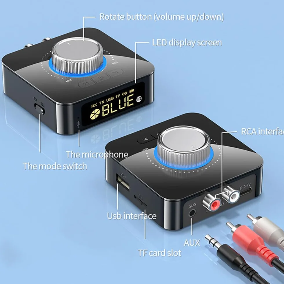 DollaTek Adattatore audio wireless 2 in 1 compatibile con Bluetooth Trasmettitore ricevitore leggero per TV PC Stereo Connect Speaker Cuffie