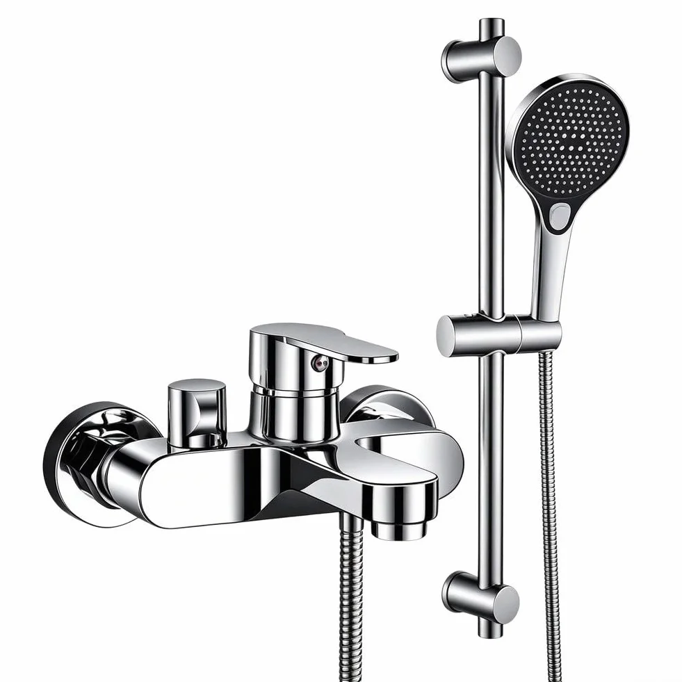 Miscelatore per vasca da bagno in rame massiccio aperto lateralmente con 3 impostazioni di pressione e compatibilità di installazione standard da 15 cm (A)