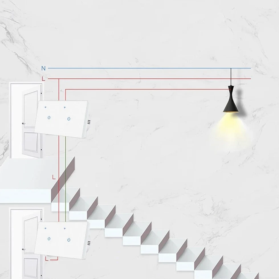 Interruttore WiFi Smart Touch a 2 vie da parete, pannello in vetro temperato, per Alexa Voice per telecomando App Tuya, per Smart Life, illuminazione domestica 220 V (8 gang 2 vie)