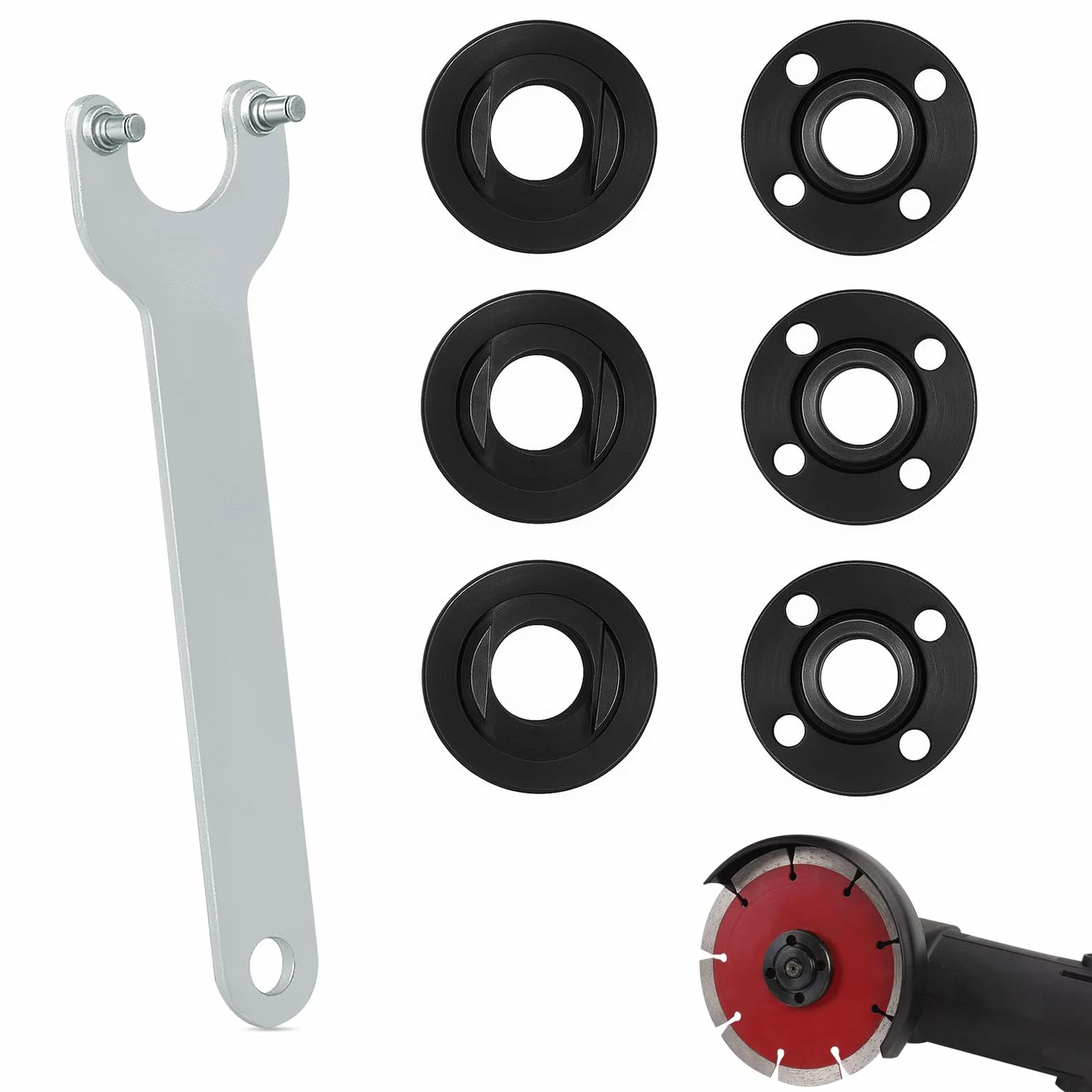 Dadi Flangiati per Smerigliatrice Angolare M14 140mm, Chiave e Flangia Interna 7 Pezzi