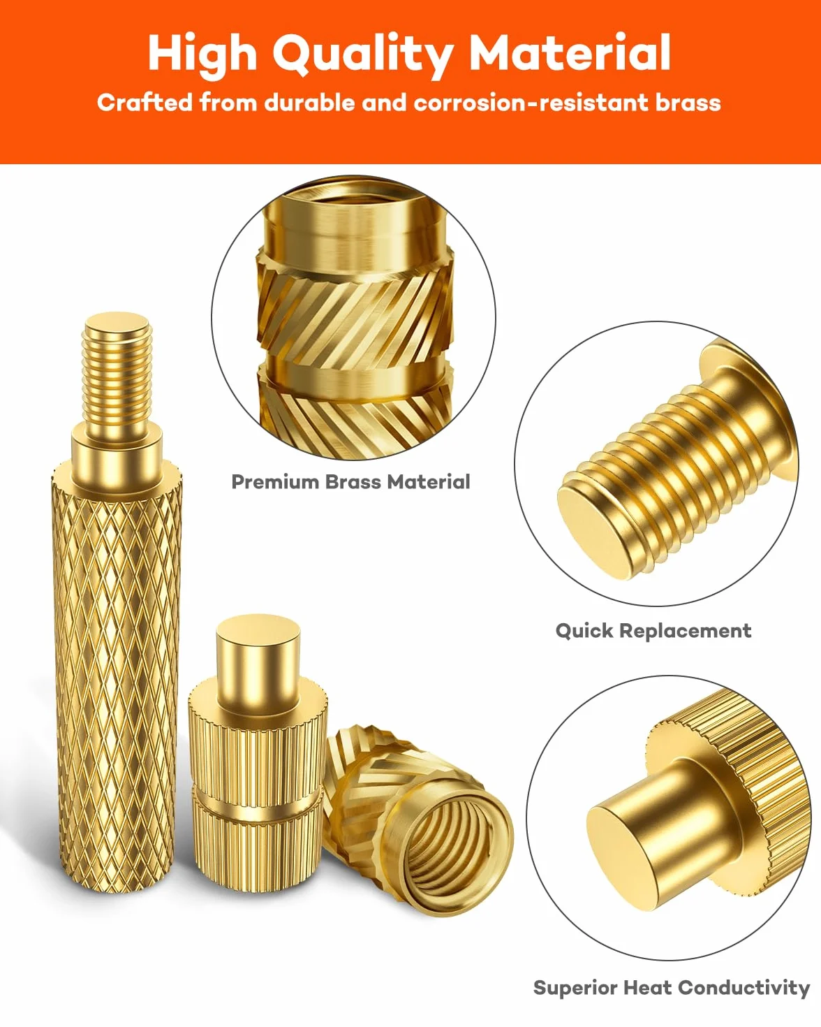 338 inserti filettati con stampa 3D, M2 M2.5 M3 M4 M5 M6, filettatura a fusione con saldatore, set di dadi in ottone, zigrinati con stampa 3D