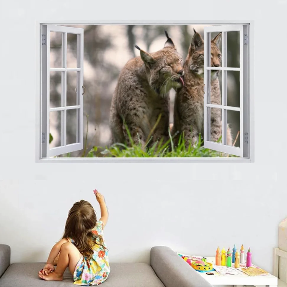 Adesivi Decorativi Da Parete Lince Tatuaggio Fracassato Del Manifesto Smontabile Di Arte Decalcomanie Da Muro In Vinile Per La Decorazione Compleanno Matrimonio 110x70cm