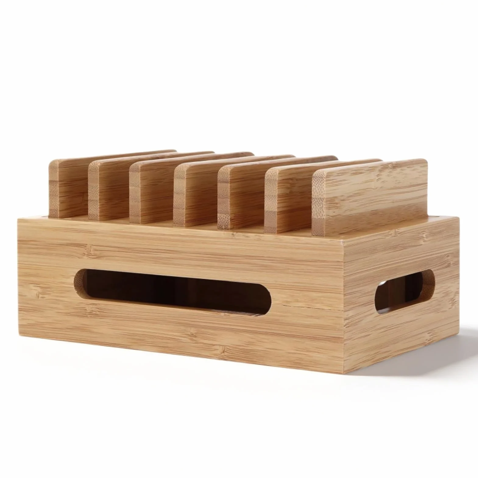 Stazione di ricarica in legno, 6 porte Multi Device Organizzatore di docking cellulare Stato di archiviazione per tablet per smartphone